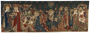 Wandtapijt dat vier scènes uit het leven van de Maagd Maria uitbeeldt, uit Bazel, ca. 1450-75
