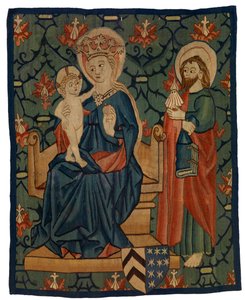 Tapijtfragment met de Maagd en Kind met St. Jacobus