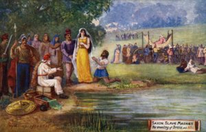 Saksische slavenmarkt, de onthulling van Britis, AD 800