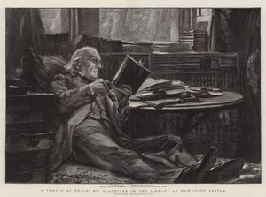Een Tempel van Vrede, Mr Gladstone in de Bibliotheek van Kasteel Hawarden