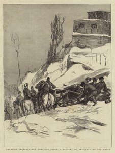 Canadese schetsen, de Dominian Force, een batterij artillerie op mars door Sydney Prior Hall