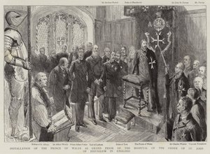 Installatie van de Prins van Wales als Groot Prior van het Hospitaal van de Orde van Sint-Jan van Jeruzalem in Engeland door Sydney Prior Hall