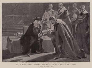 Lord Kitchener neemt zijn Zetel in het Hogerhuis door Sydney Prior Hall