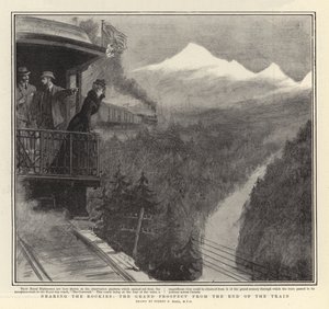 Naderen van de Rockies, het Grote Uitzicht vanaf het Einde van de Trein door Sydney Prior Hall