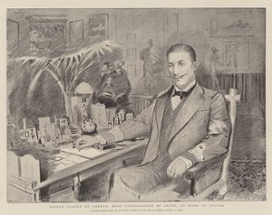 Prins George van Griekenland, Hoge Commissaris van Kreta, thuis in Athene door Sydney Prior Hall
