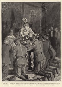 De bisschop van Patras zegent de Engelse vrijwilligers op weg naar Athene door Sydney Prior Hall