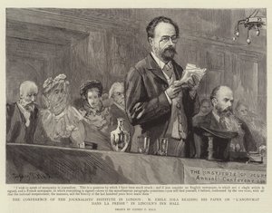 De Conferentie van het Journalisteninstituut in Londen, M Emile Zola leest zijn Artikel over L