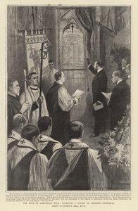 De tour van de hertog van Cornwall, onthulling van een tablet in de kathedraal van Adelaide door Sydney Prior Hall