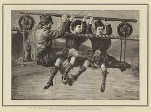 De Eerste Reis, Prins Albert Victor en Prins George van Wales steken de Dee over in een Wieg bij Abergeldie, 1876