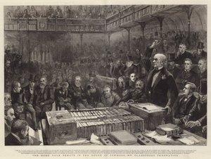 Het Home Rule-debat in het Lagerhuis, de peroratie van Mr. Gladstone door Sydney Prior Hall
