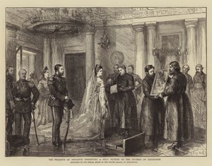 De Boeren van Smolensk presenteren een Heilig Beeld aan de Hertogin van Edinburgh door Sydney Prior Hall