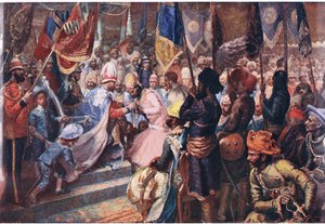 De Prins van Wales in India, illustratie uit Cassells Geschiedenis van Engeland, 1900s door Sydney Prior Hall
