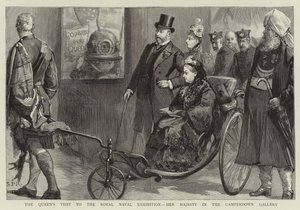 Het Bezoek van de Koningin aan de Koninklijke Marine Tentoonstelling, Hare Majesteit in de Camperdown Galerij door Sydney Prior Hall