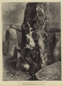 De achterblijvers bij Stonehenge door Sydney Prior Hall