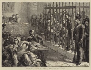 Proces van een bende Italiaanse bandieten in Aquila door Sydney Prior Hall