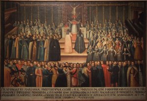 De verloving in absentia van Marina Mniszech en Valse Demetrius in Krakau op 12 november 1605, Graaf door Szymon Boguszowicz