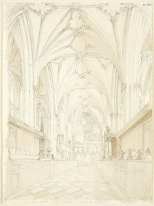 Koor van de kathedraal van Bristol, kijkend naar het oosten door T.H. Clarke