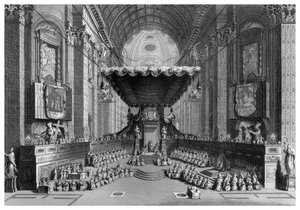 Heiligverklaring van heiligen in de Sint-Pieterskerk, Rome door T. Brown