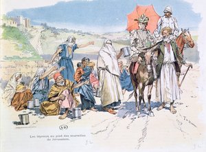 Melaatsen buiten de muren van Jeruzalem, 1892 door T. de Haener