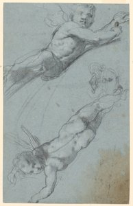 Schetsen van Twee Gevleugelde Putti en een Urn door Taddeo Zuccaro