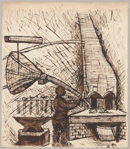 Smid bij de oven door Tadeusz Makowski