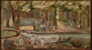 Molen aan de rivier door Tadeusz Makowski