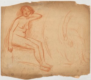 Studie einer sitzenden Frau door Tadeusz Makowski