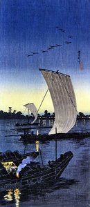 Avondboten bij Sekiyado door Takahashi  Hiroaki