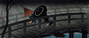 Regen op de Izumi-brug door Takahashi Hiroaki
