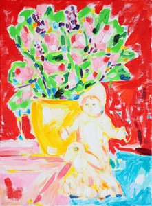 Kleurrijke bloemen en een pop door Tamara Jare