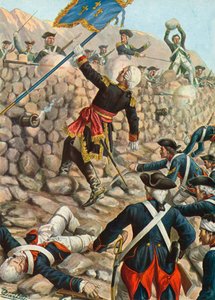 Chevalier de Belle-Isle, gewond aan de rechterarm, duwt door naar de borstwering door Tancredi Scarpelli
