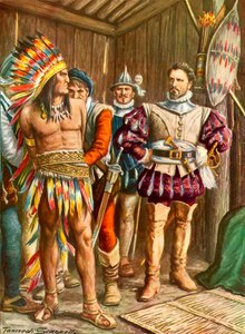 Ferdinando Cortes gevangen Montezuma door Tancredi Scarpelli