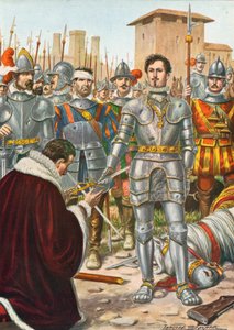 Francis I van Frankrijk gevangen genomen bij de slag om Pavia in 1525