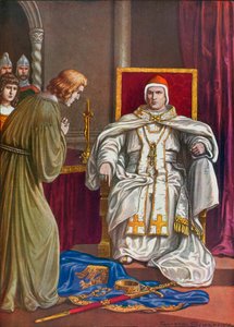 Heilige Roomse keizer Hendrik IV doet boete om zijn excommunicatie door paus Gregorius VII ongedaan te maken door Tancredi Scarpelli