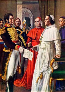 Napoleon die de gevangenneming van paus Pius VII aankondigt door Tancredi Scarpelli