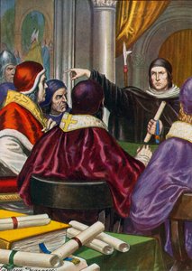 Roland van Parma brengt een brief voor Paus Gregorius VII van Hendrik IV, Heilige Roomse Keizer door Tancredi Scarpelli