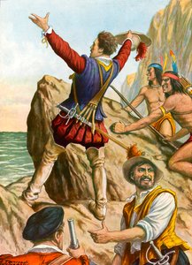 Vasco Núñez de Balboa ziet de Stille Oceaan door Tancredi Scarpelli