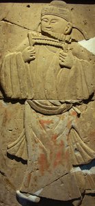 Terracotta stele met muzikant, Tang-dynastie