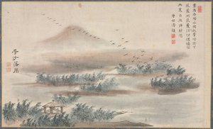 Een van Acht Zichten op de Xiao en Xiang Rivieren, 1788 door Tani Bunch