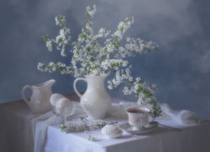 White Blooms Theetijd door Tatyana Skorokhod