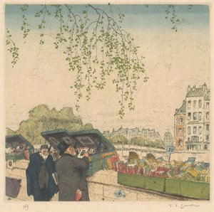 Boekhandelaar op een kade in Parijs door Tavík František Šimon (signed by artist)
