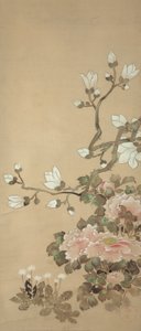 Pioenen, Magnolia en Paardenbloemen door Tawaraya Sotatsu