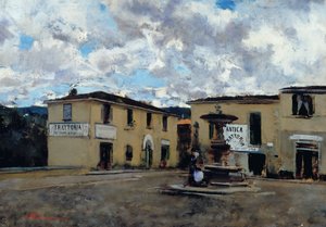 Het plein van Settignano, ca. 1889 door Telemaco Signorini