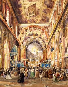 Interieur van de San Paolo Maggiore-kerk in Napels voor het eeuwfeest van St. Cajetan