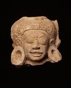 Demonenhoofd, van Chedi Chula Pathom, Davaravati-periode