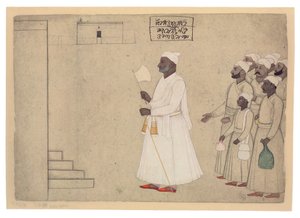 Pandit Hari Saran nadert een paleis, c.1755-60