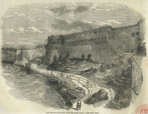 Het fort van Allahabad, vanaf de rivier de Jumna. door The Illustrated London News