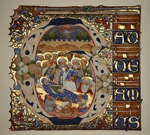 Dormitie van de Maagd, uit een gradual van Santa Mattia in Murano, Venetië, c.1450 door The Master of the Murano Gradual