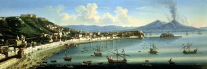 Napels, vanaf de hoogten van Posillipo met Vesuvius in de verte, 1740