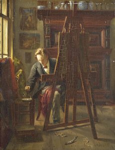 De kunstenaar George Jan Hendrik Poggenbeek in zijn atelier door Theo Hanrath